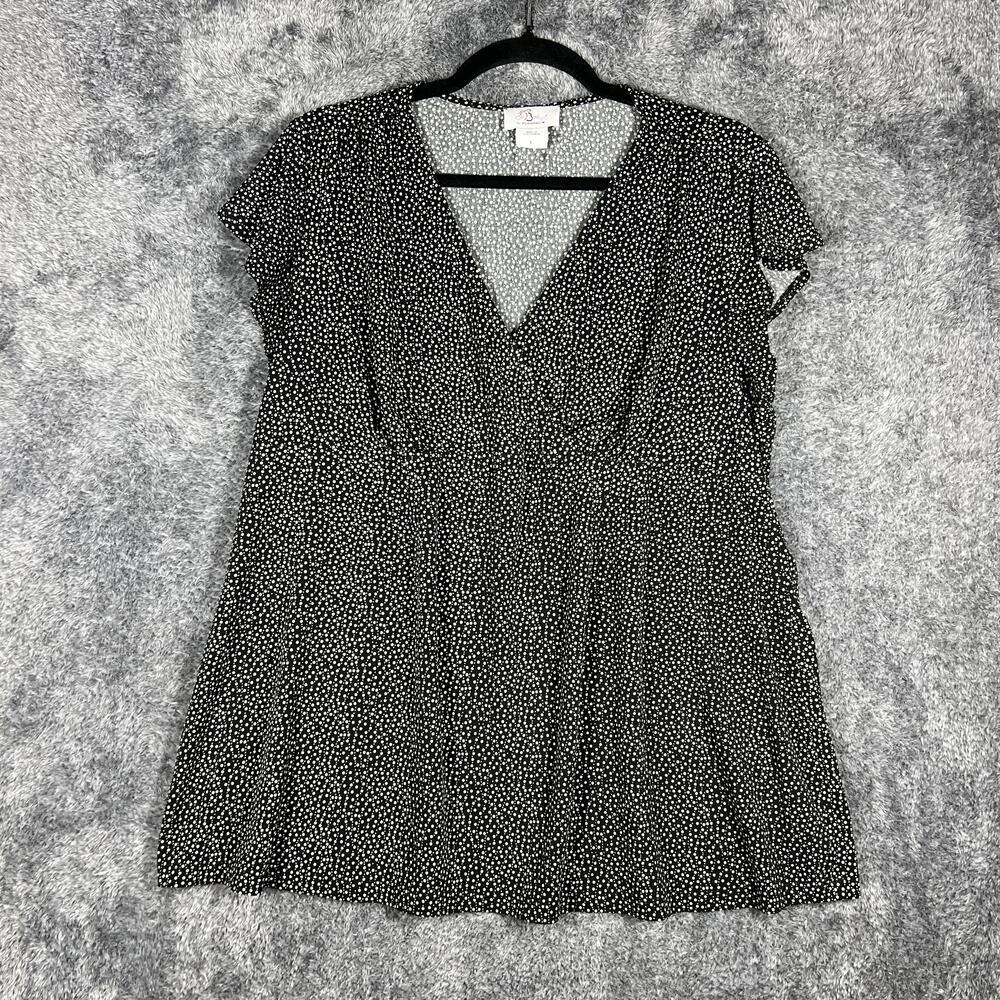 Oh Baby By Motherhood Blouse Womens L Black Polka Dot V-Neck Ruffle Maternity